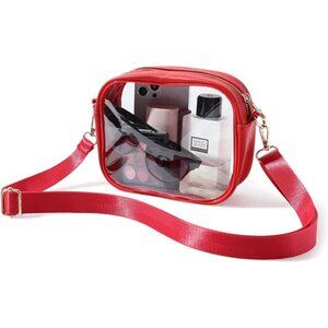 Clear Bag Stadium Approved, Crossbody Transparent Bag for Concerts - Red